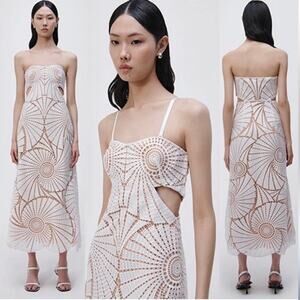 Jonathan Simkhai Jamie Dress White Fossil Guipure Lace Wedding Party LWD Size 12
